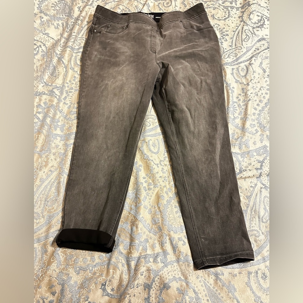 Slim Factor Investments Plus Ankle Skinny Pull On Stretch Jeans, 2X